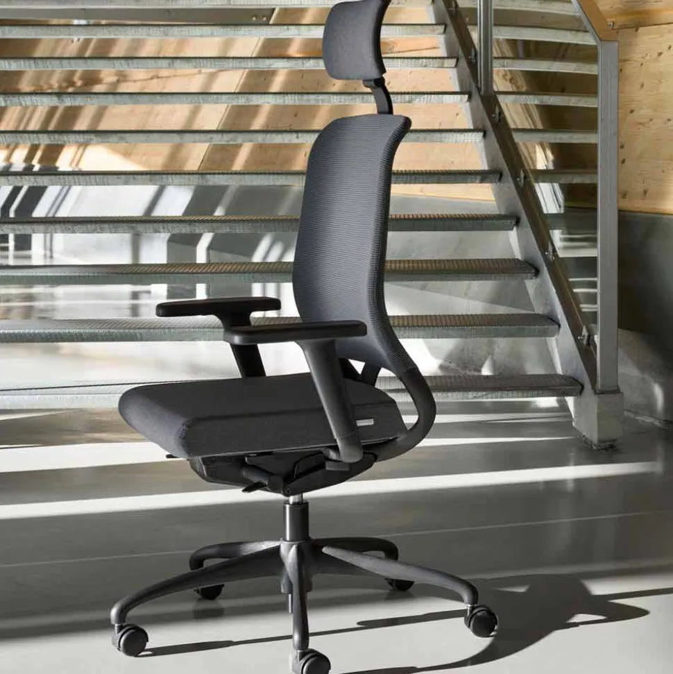 Poltrona Ufficio Ecologica Design Ergonomico Girevole con Poggiatesta - Meliva