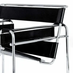 Poltrona Ufficio in Cuoio con Struttura in Acciaio Cromato Made in Italy - Cefeo