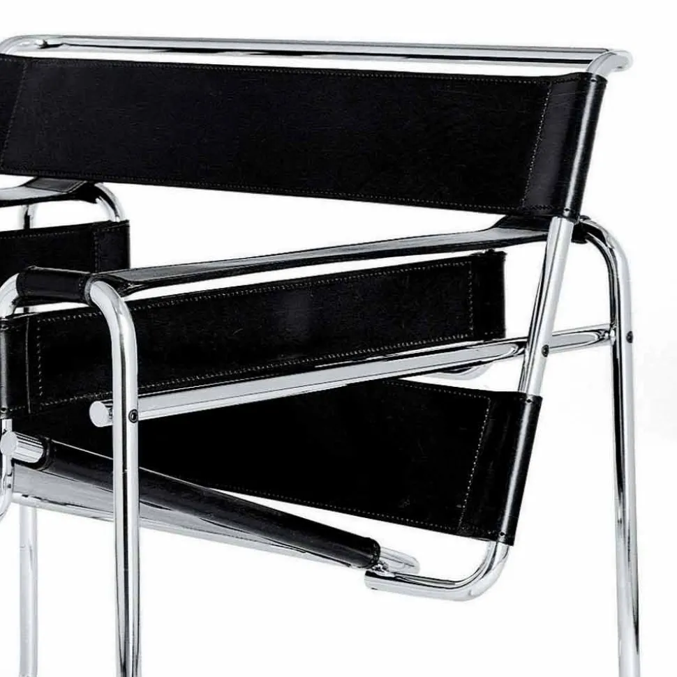 Poltrona Ufficio in Cuoio con Struttura in Acciaio Cromato Made in Italy - Cefeo