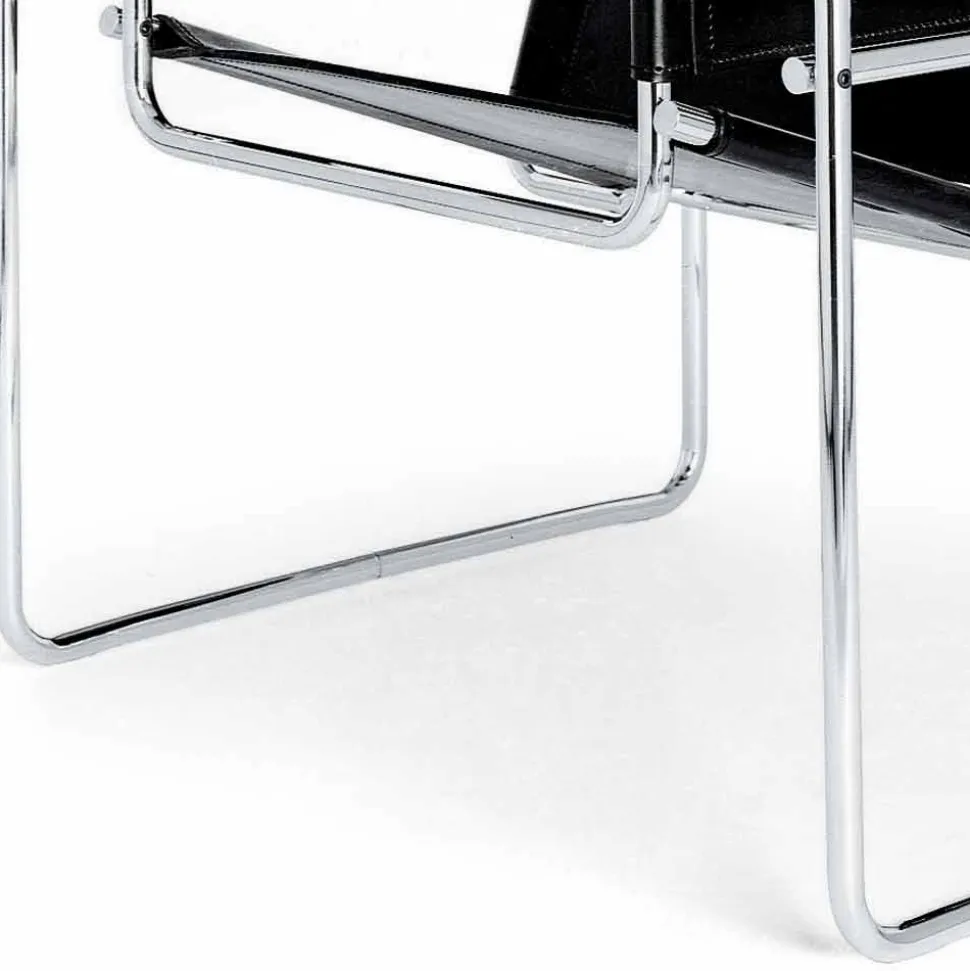 Poltrona Ufficio in Cuoio con Struttura in Acciaio Cromato Made in Italy - Cefeo