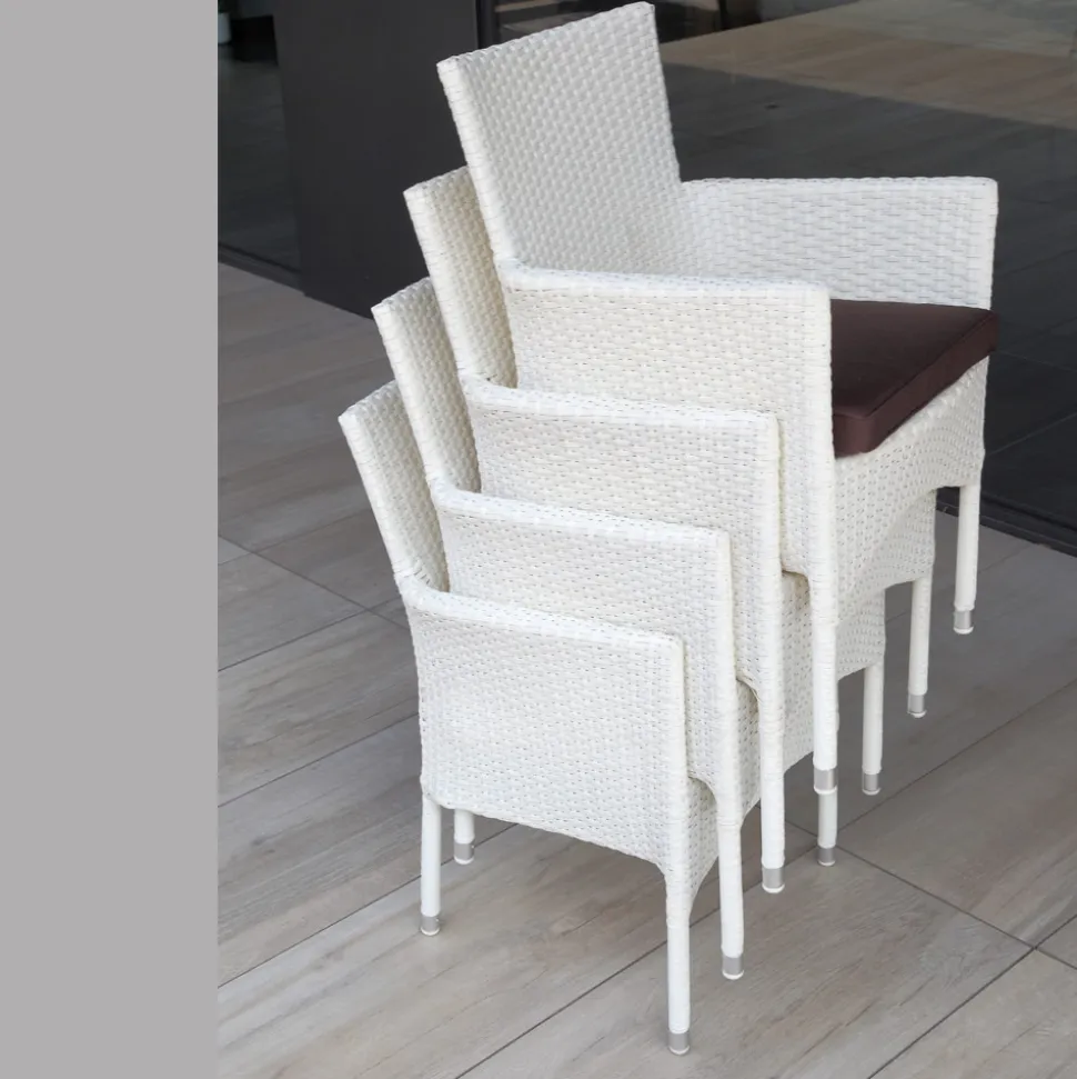 Poltroncina da Esterno Impilabile in Alluminio Rivestita Wicker - Bruma