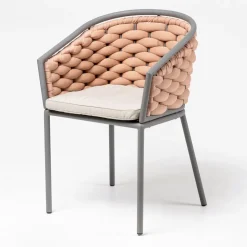 Poltroncina da Esterno in Alluminio e Tessuto Olefil Intrecciato a Mano - Reda