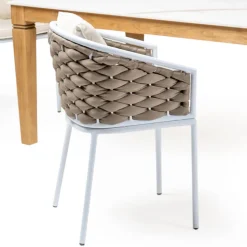 Poltroncina da Esterno in Alluminio e Tessuto Olefil Intrecciato a Mano - Reda