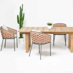 Poltroncina da Esterno in Alluminio e Tessuto Olefil Intrecciato a Mano - Reda