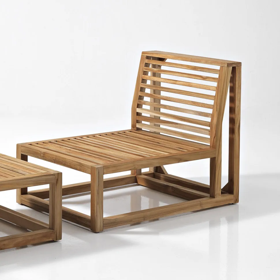 Poltroncina da Esterno in Teak Naturale e Cuscini - Circe