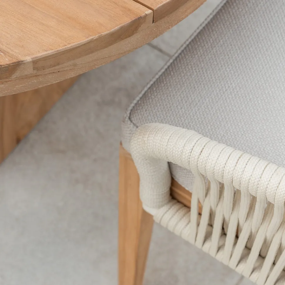 Poltroncina da Esterno in Teak ed Intreccio in Polietilene con Cuscino - Jhon