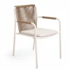 Poltroncina da Esterno Realizzata in Alluminio Beige e Corda Terra - Luxe