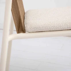 Poltroncina da Esterno Realizzata in Alluminio Beige e Corda Terra - Luxe