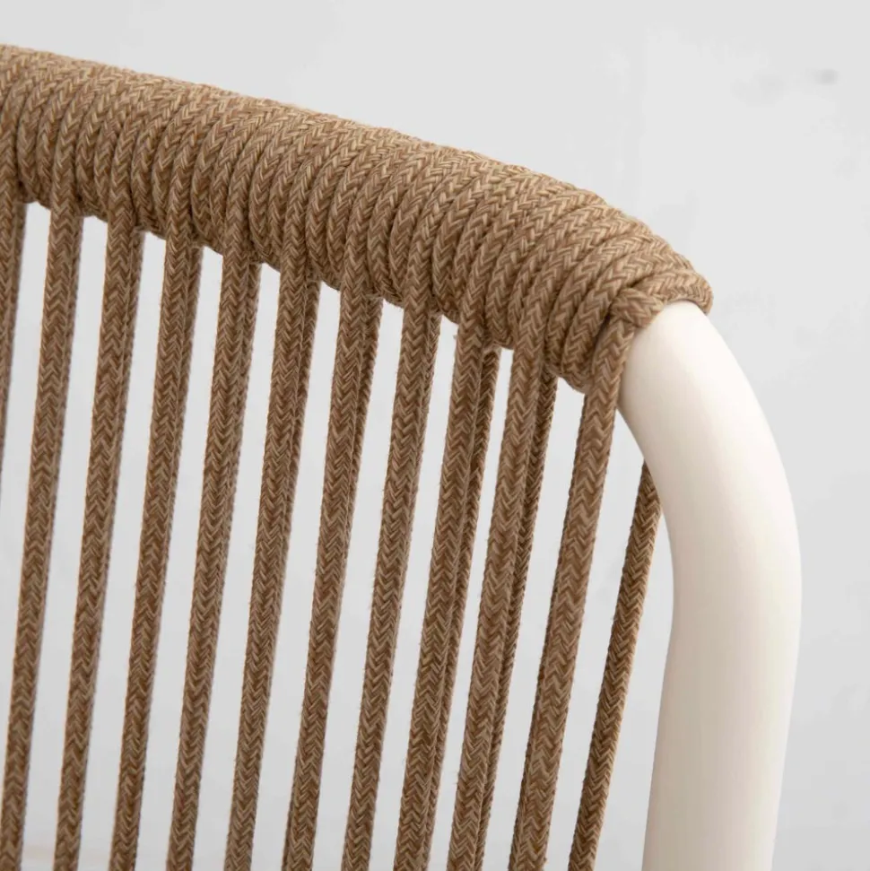 Poltroncina da Esterno Realizzata in Alluminio Beige e Corda Terra - Luxe