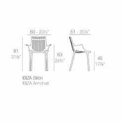 Poltroncina da Pranzo per Esterno Plastica Impilabile 4 Pezzi - Ibiza by Vondom