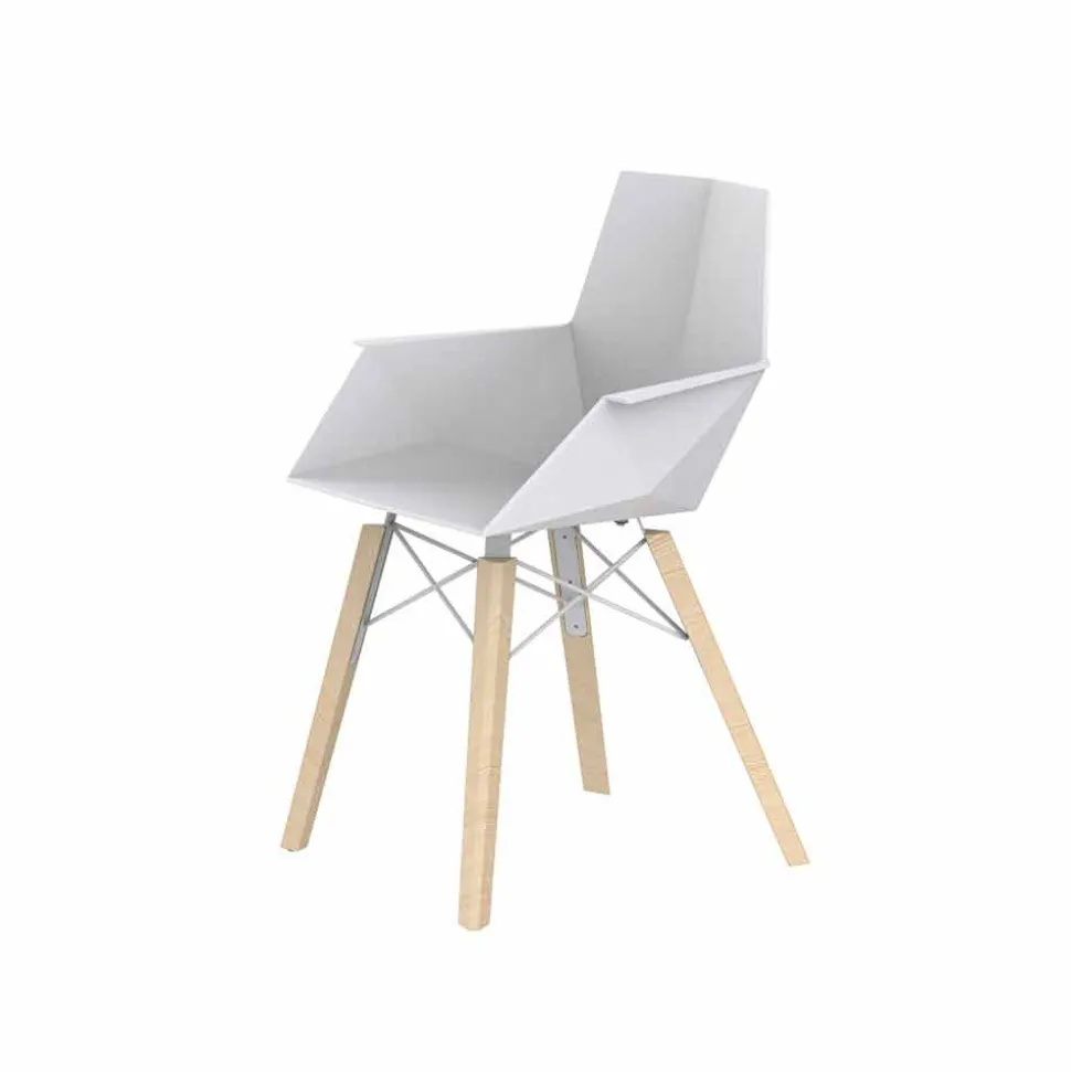 Poltroncina da Soggiorno di Design in Polipropilene e Legno - Faz Wood by Vondom