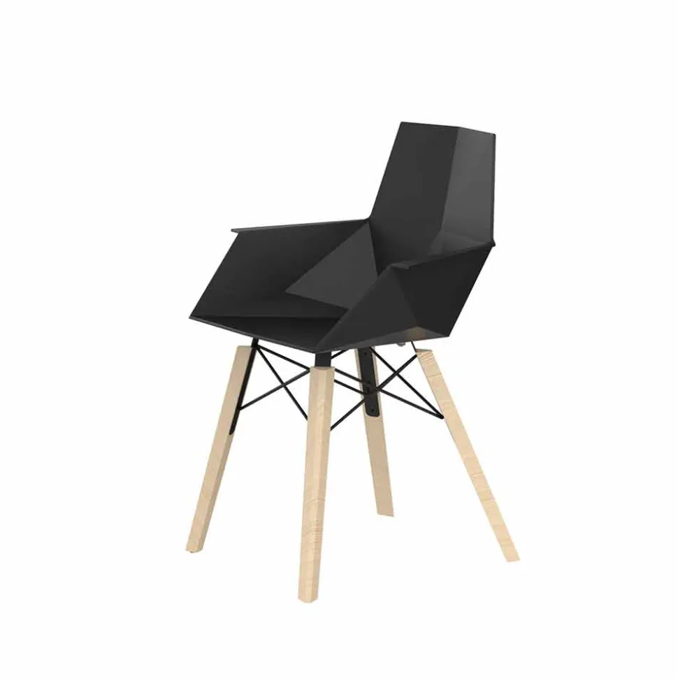 Poltroncina da Soggiorno di Design in Polipropilene e Legno - Faz Wood by Vondom