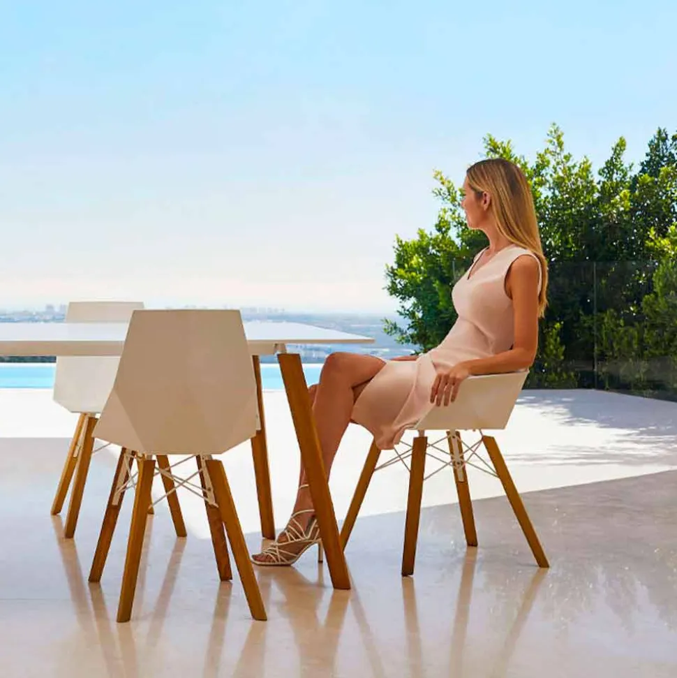 Poltroncina da Soggiorno di Design in Polipropilene e Legno - Faz Wood by Vondom