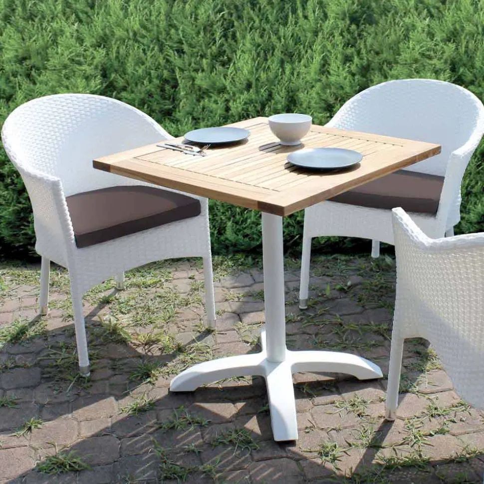 Poltroncina Impilabile in Alluminio Rivestita Wicker Bianco - Bruma