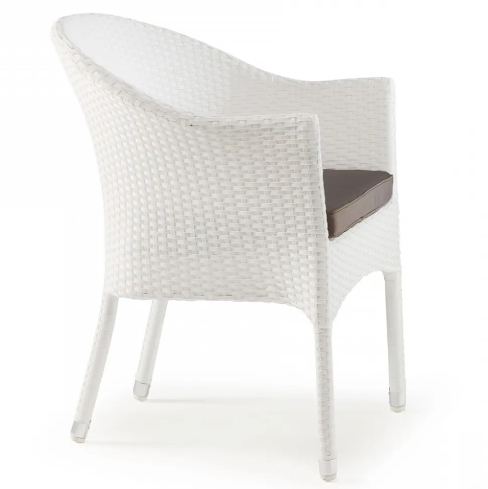 Poltroncina Impilabile in Alluminio Rivestita Wicker Bianco - Bruma