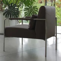 Poltroncina in Metallo e Seduta in Ecopelle Made in Italy - Menta