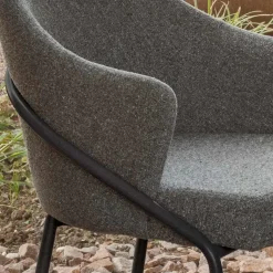 Poltroncina in Metallo e Seduta in Tessuto Riciclato Made in Italy - Salvia