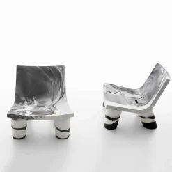 Poltroncina lounge da esterno bianca e nera Slide Low Lita Anniversary
