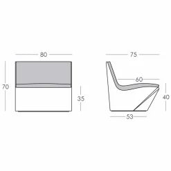 Poltroncina lounge design moderno Slide Kami Ichi fatta in Italia