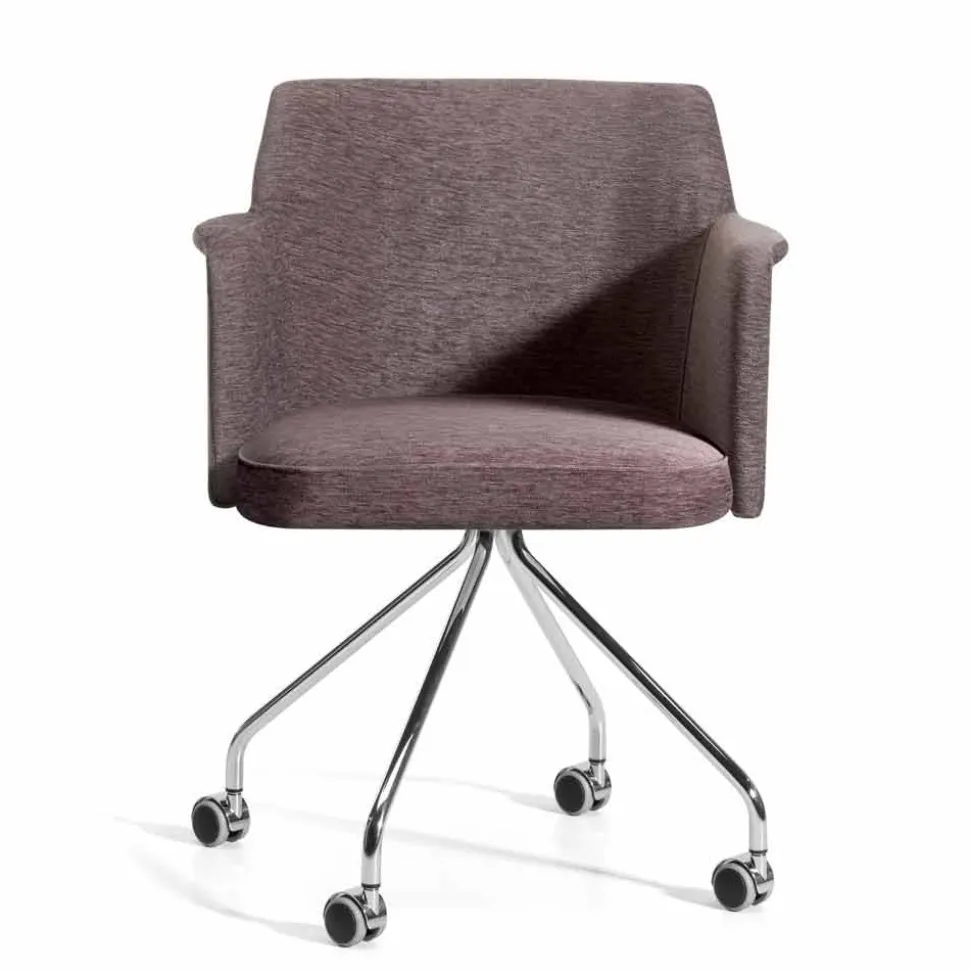 Poltroncina per Ufficio Girevole con Ruote e Braccioli Made in Italy - Felix
