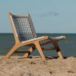Poltroncina Relax da Esterno in Teak ed Intreccio in Corda - Arjuna