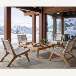 Poltroncina Relax da Esterno in Teak ed Intreccio in Corda - Arjuna