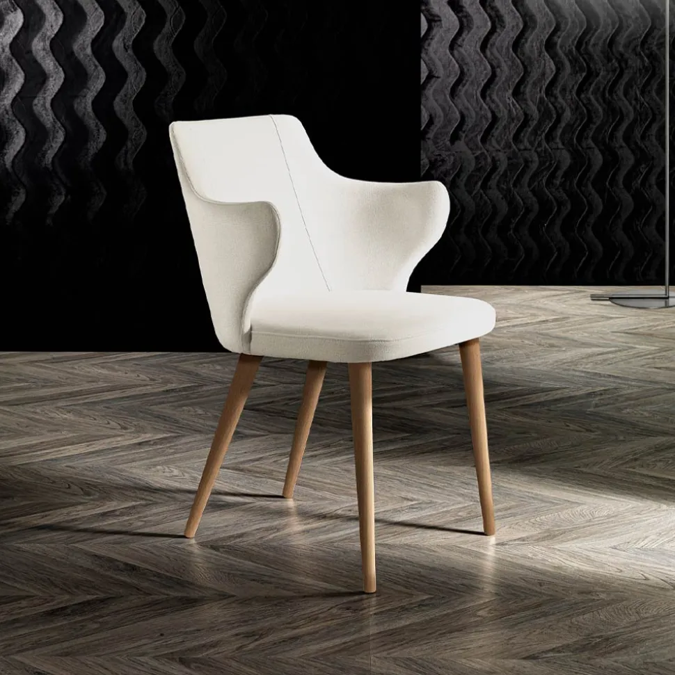 Poltroncina Sala da Pranzo di Design in Tessuto Colorato e Frassino - Duchessa