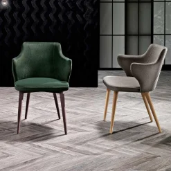Poltroncina Sala da Pranzo di Design in Tessuto Colorato e Frassino - Duchessa