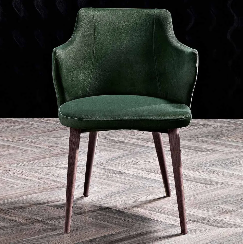 Poltroncina Sala da Pranzo di Design in Tessuto Colorato e Frassino - Duchessa