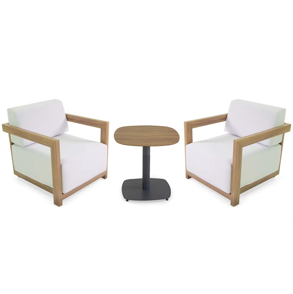 2 Poltrone con Tavolino in Alluminio con Trasferimento Termico Effetto Legno - Camper