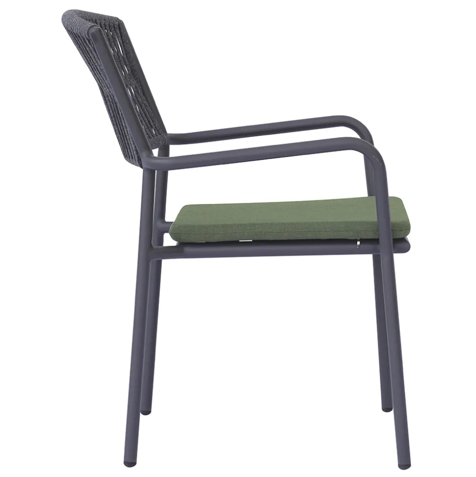 4 Poltrone Impilabili da Giardino in Alluminio e Corda - Lunaris