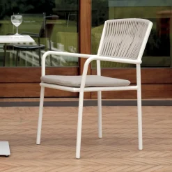 4 Poltrone Impilabili da Giardino in Alluminio e Corda - Lunaris