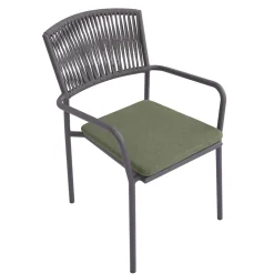 4 Poltrone Impilabili da Giardino in Alluminio e Corda - Lunaris