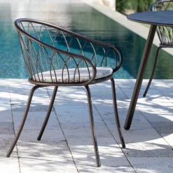 2 Poltrone Impilabili da Giardino in Metallo e Cuscino Made in Italy - Fontana