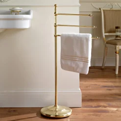 Porta Asciugamani da Bagno Vintage da Terra a 3 Bracci Design in Ottone – Brest