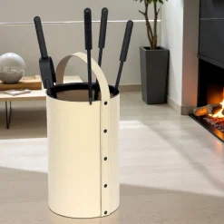 Porta Attrezzi Rotondo in Ecopelle con Manico e 4 Accessori Made in Italy - Piccione