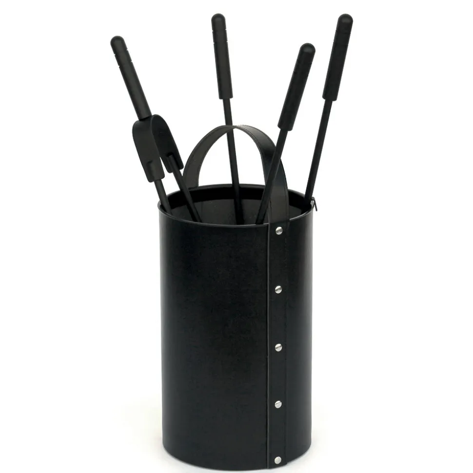 Porta Attrezzi Rotondo in Ecopelle con Manico e 4 Accessori Made in Italy - Piccione