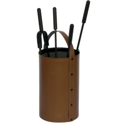 Porta Attrezzi Rotondo in Ecopelle con Manico e 4 Accessori Made in Italy - Piccione