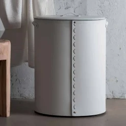 Portabiancheria ovale in cuoio rigenerato Riky made in Italy