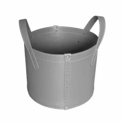 Portalegna cilindrico in cuoio rigenerato con ruote Tonda Firestyle
