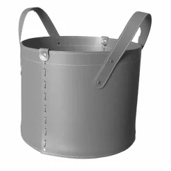 Portalegna cilindrico in cuoio rigenerato con ruote Tonda Firestyle