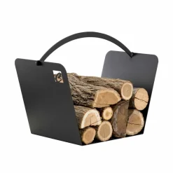 Portalegna di Design Moderno da Interno in Acciaio Nero Made in Italy - Libeccio