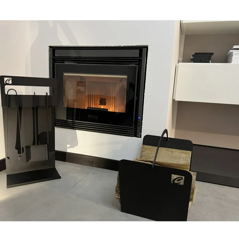 Portalegna di Design Moderno da Interno in Acciaio Nero Made in Italy - Libeccio
