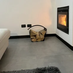 Portalegna di Design Moderno da Interno in Acciaio Nero Made in Italy - Libeccio