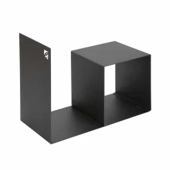 Portalegna di Design Moderno con Tavolino da Interno in Acciaio Nero - Cecia