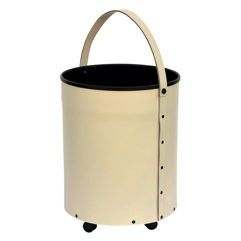 Portalegna Rotondo in Ecopelle con Ruote Made in Italy - Camaleonte