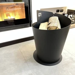 Portalegna Tondo per Interno in Acciaio Nero Design Moderno Italiano - Favonio