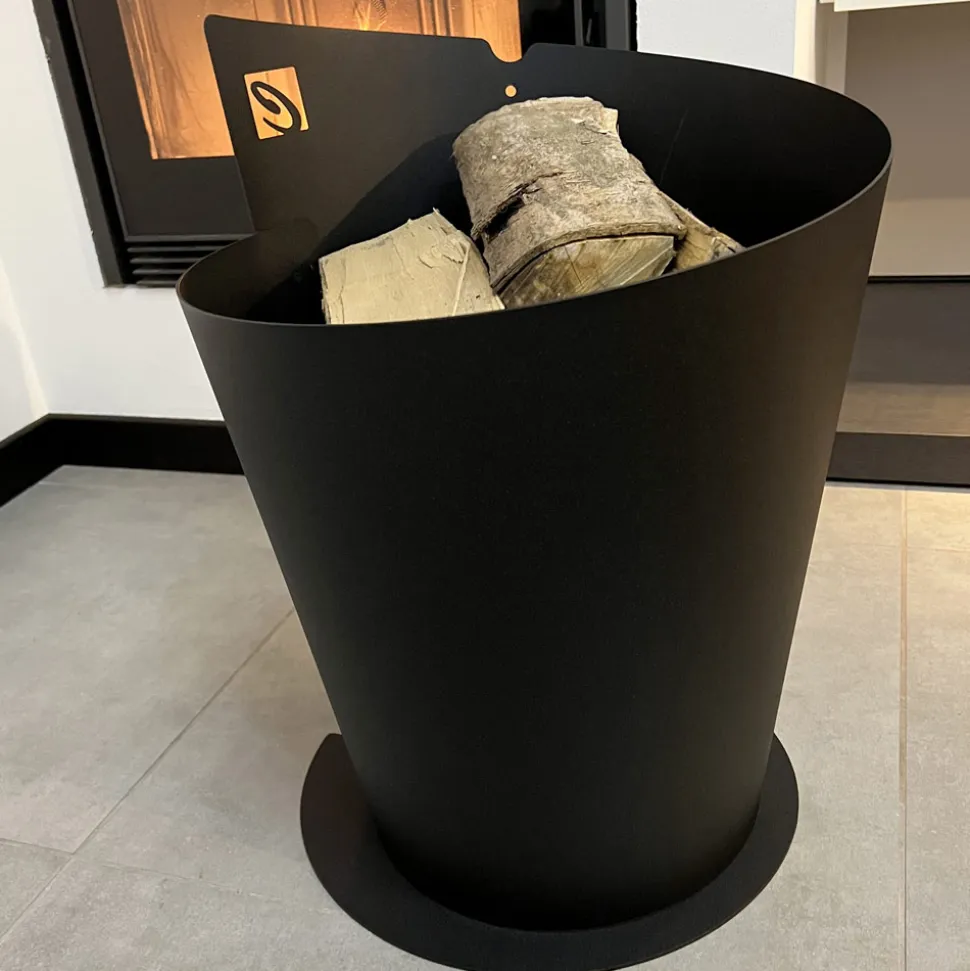 Portalegna Tondo per Interno in Acciaio Nero Design Moderno Italiano - Favonio