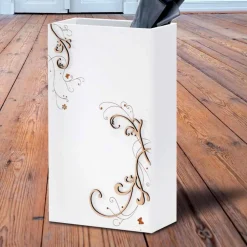 Portaombrelli Moderno Elegante in Legno Scuro o Bianco con Decori - Poesia