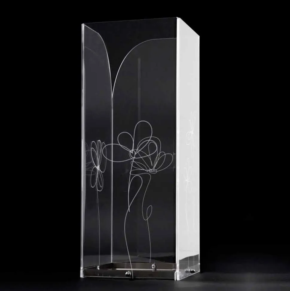 Portaombrelli Plastica Trasparente con Foglie Stilizzate Incise - Florino